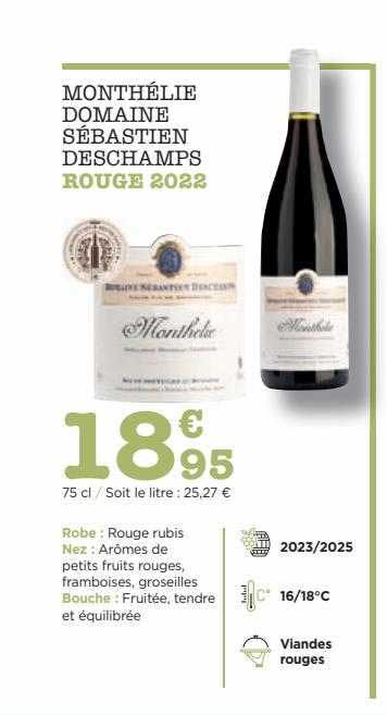 monthélie domaine sébastien deschamps rouge 2022