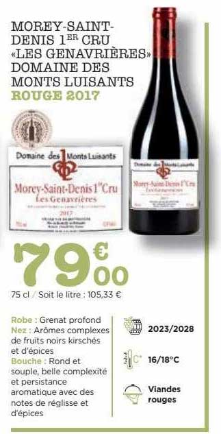 morey-saint-denis 1er cru «les genavrières» domaine des monts luisants rouge 2017