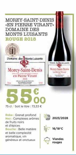 morey-saint-denis «en pierre virant» domaine des monts luisants rouge 2018