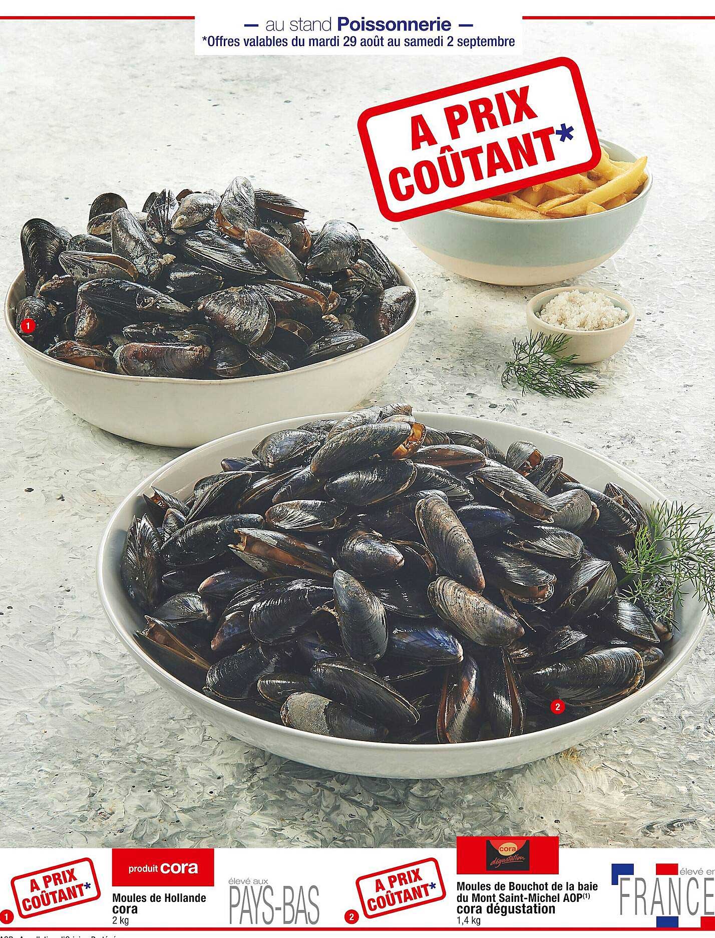 Moules De Hollande Cora, Moules De Bouchot De La Baie Du Mont Saint-michel Aop Cora Dégustation