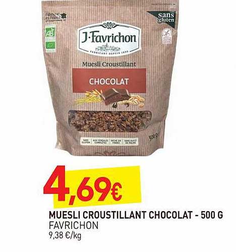 Muesli Croustillant Chocolat Favrichon - 500 G
