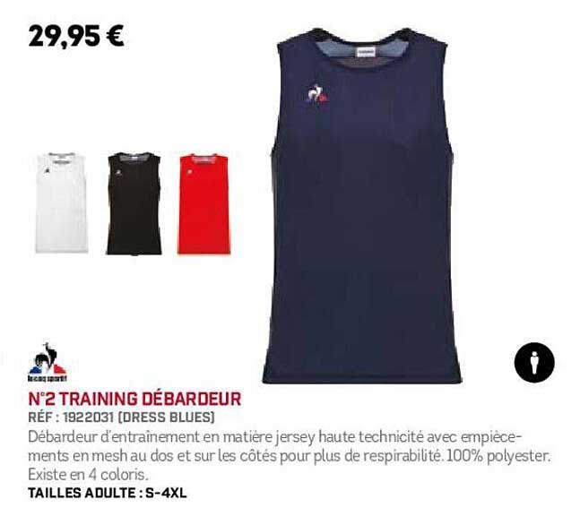 n°2 training débardeur le coq sportif