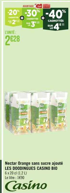 nectar orange sans sucre ajouté les doodingues casino bio
