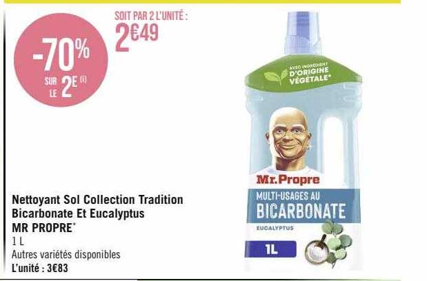 nettoyant sol collection tradition bicarbonate et eucalyptus mr propre