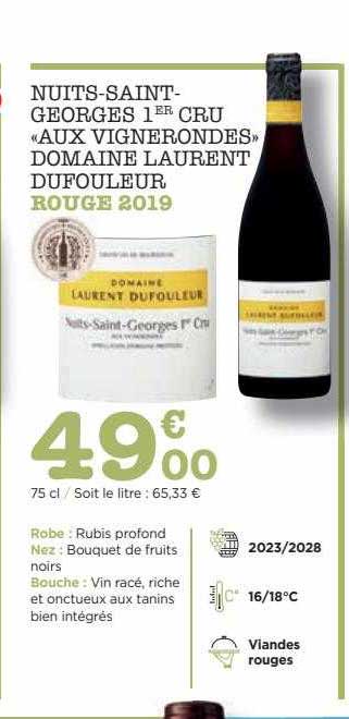 nuits-saint-georges 1er cru «aux vignerondes» domaine laurent dufouleur rouge 2019