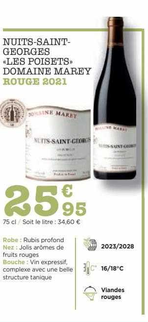nuits-saint-georges «les poisets» domaine marey rouge 2021