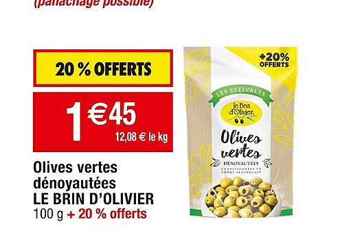 olives vertes dénoyautées le brin d'olivier