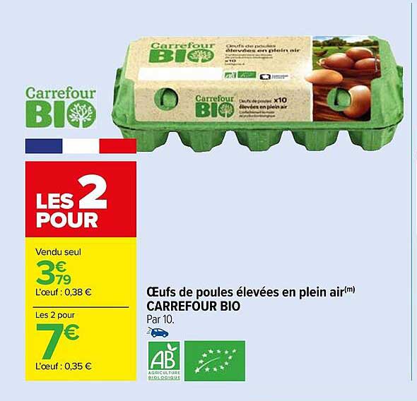 œufs De Poules élevées En Plein Air Carrefour Bio