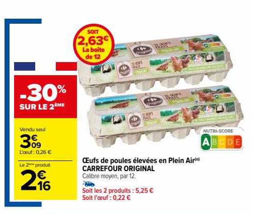 œufs de poules élevées en plein air carrefour original