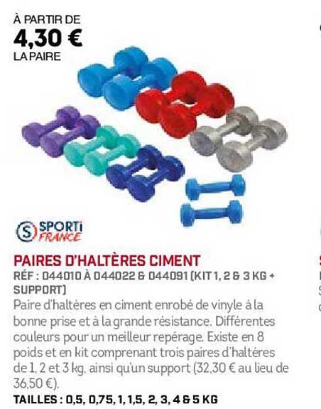 paires d'haltères ciment sporti france
