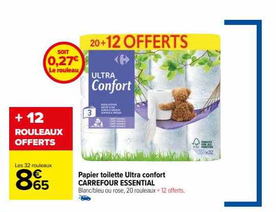 Papier Toilette Ultra Confort Carrefour Essential