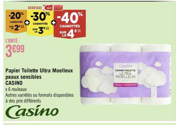 papier toilette ultra moelleux peaux sensibles casino