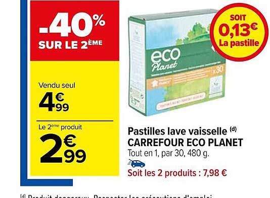 pastilles lave vaisselle carrefour éco planet
