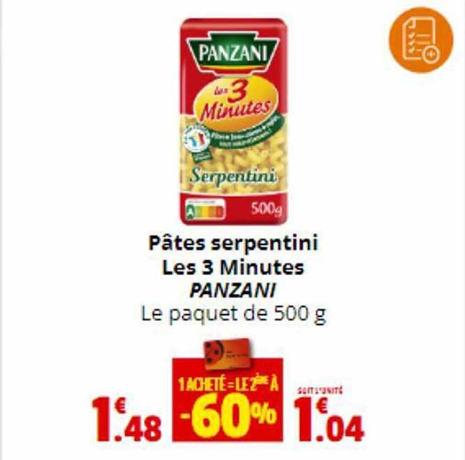 pâtes serpentini les 3 minutes panzani