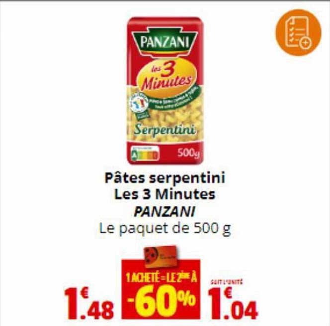 pâtes serpentini les 3 minutes panzani