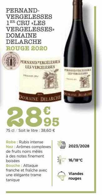 pernand-vergelesses 1er cru «les vergelesses» domaine delarche rouge 2020