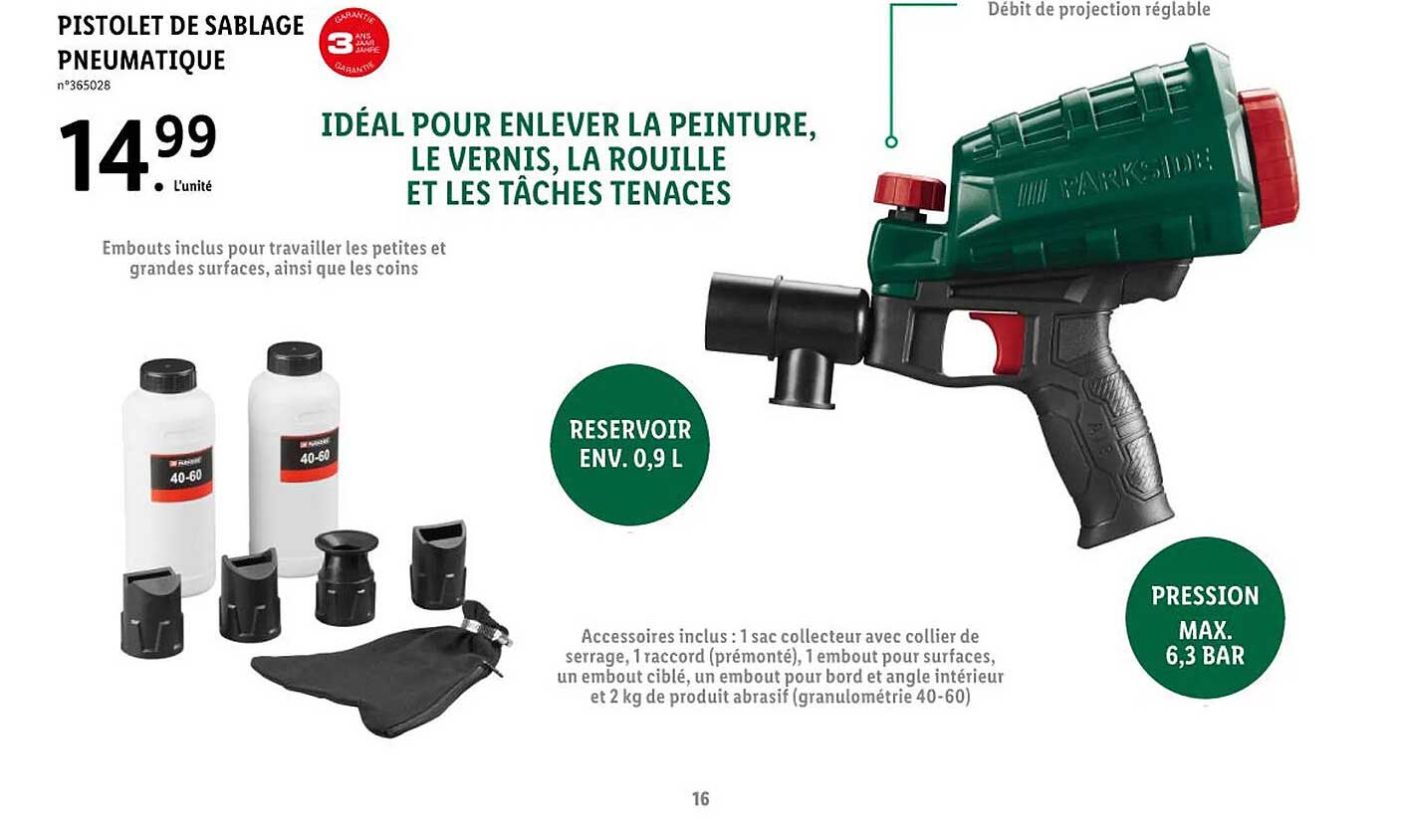 pistolet de sablage pneumatique parkside