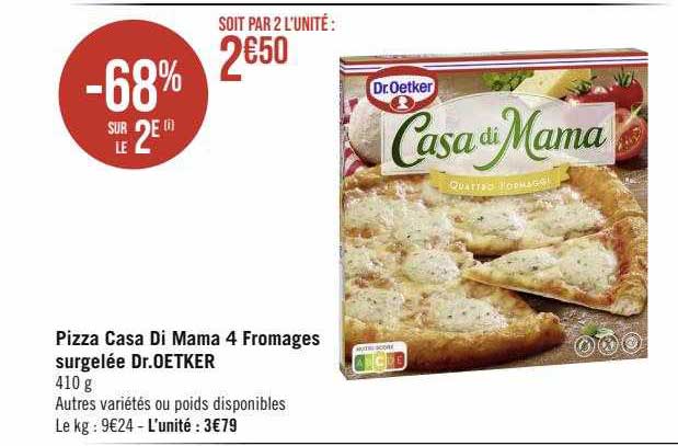 pizza casa di mama 4 fromages surgelée dr. oetker