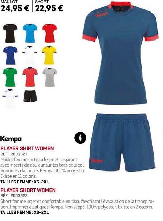 player shirt women kempa, player short women kempa