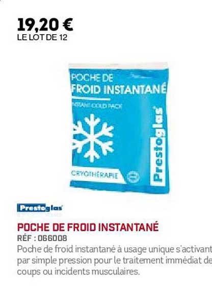 poche de froid instantané prestoglas