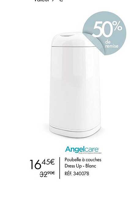 poubelle à couches dress up - blanc angelcare