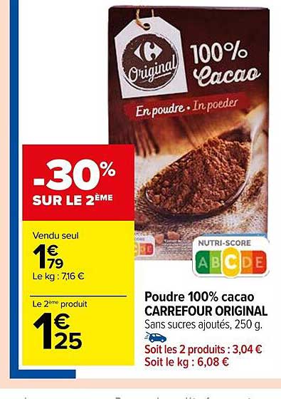Poudre 100% Cacao Carrefour Original