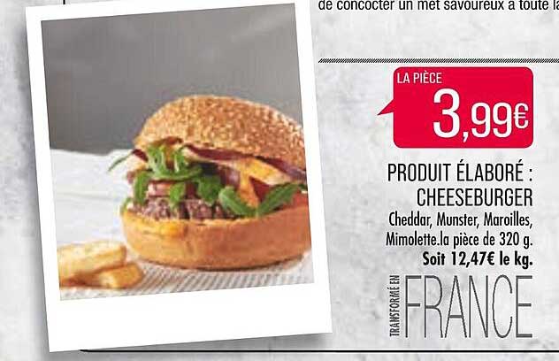 produit élaboré : cheeseburger
