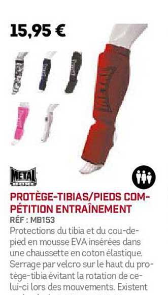 protège-tibias/pieds compétition entraînement metal boxe