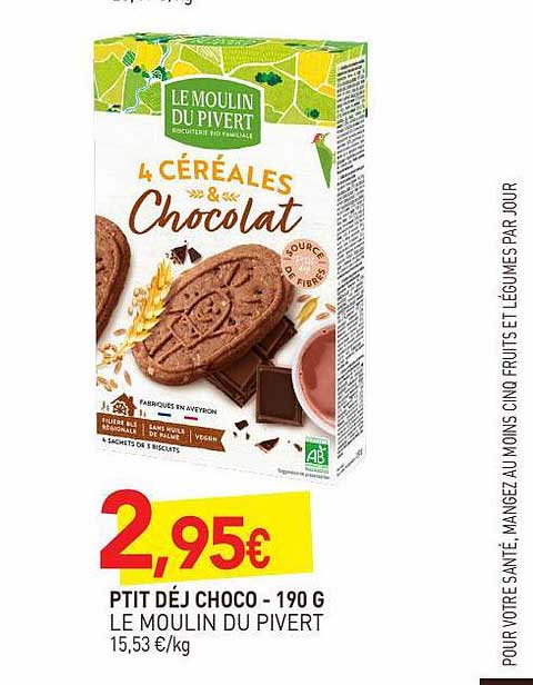 ptit déj choco le moulin du pivert - 190 g