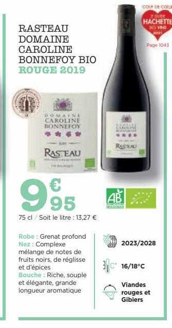 rasteau domaine caroline bonnefoy bio rouge 2019