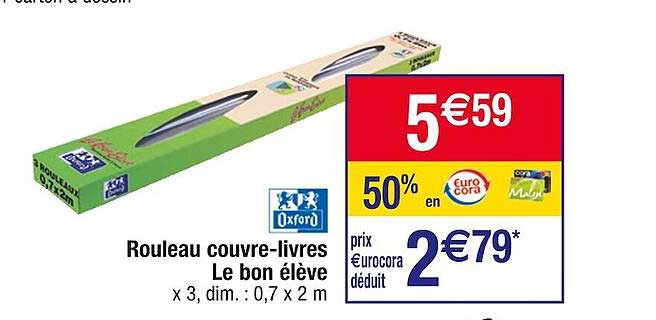 rouleau couvre-livres le bon élève oxford
