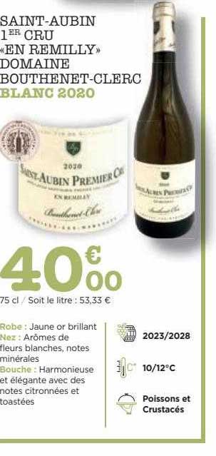 saint-aubin 1er cru «en remilly» domaine bouthenet-clerc blanc 2020