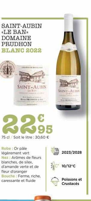 saint-aubin «le ban» domaine prudhon blanc 2022