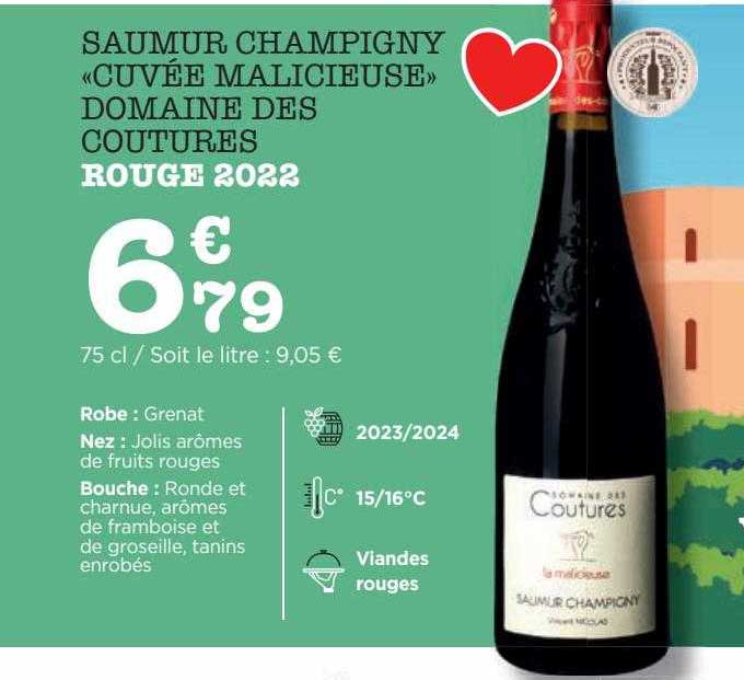 saumur champigny «cuvée malicieuse» domaine des coutures rouge 2022