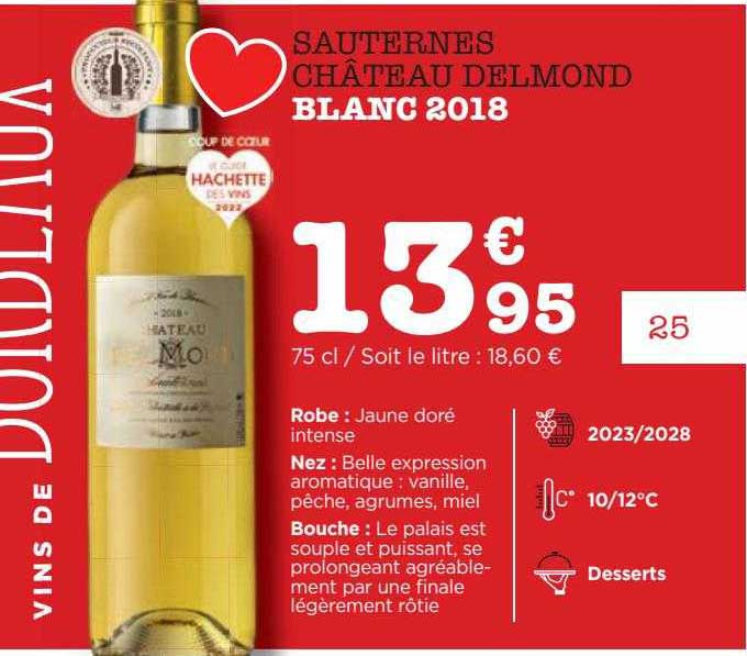 sauternes château delmond blanc 2018