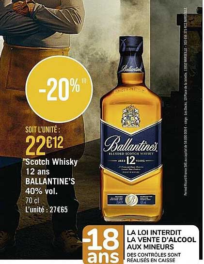 Scotch Whisky 12 Ans Ballantine's 40% Vol.