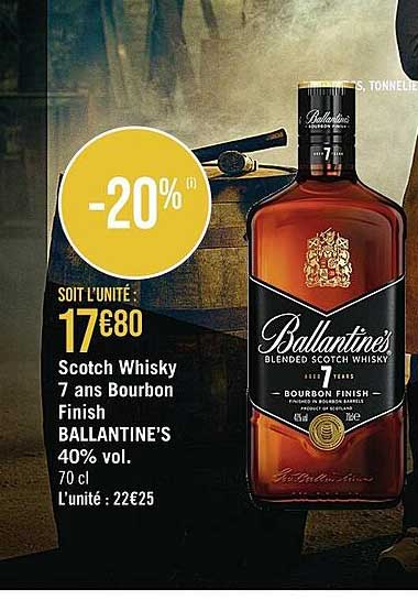 scotch whisky 7 ans bourbon finish ballantine's 40% vol.
