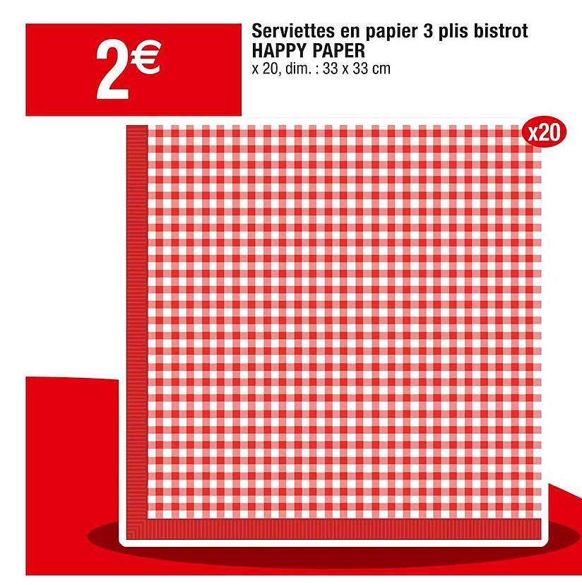 serviettes en papier 3 plis bistrot happy paper