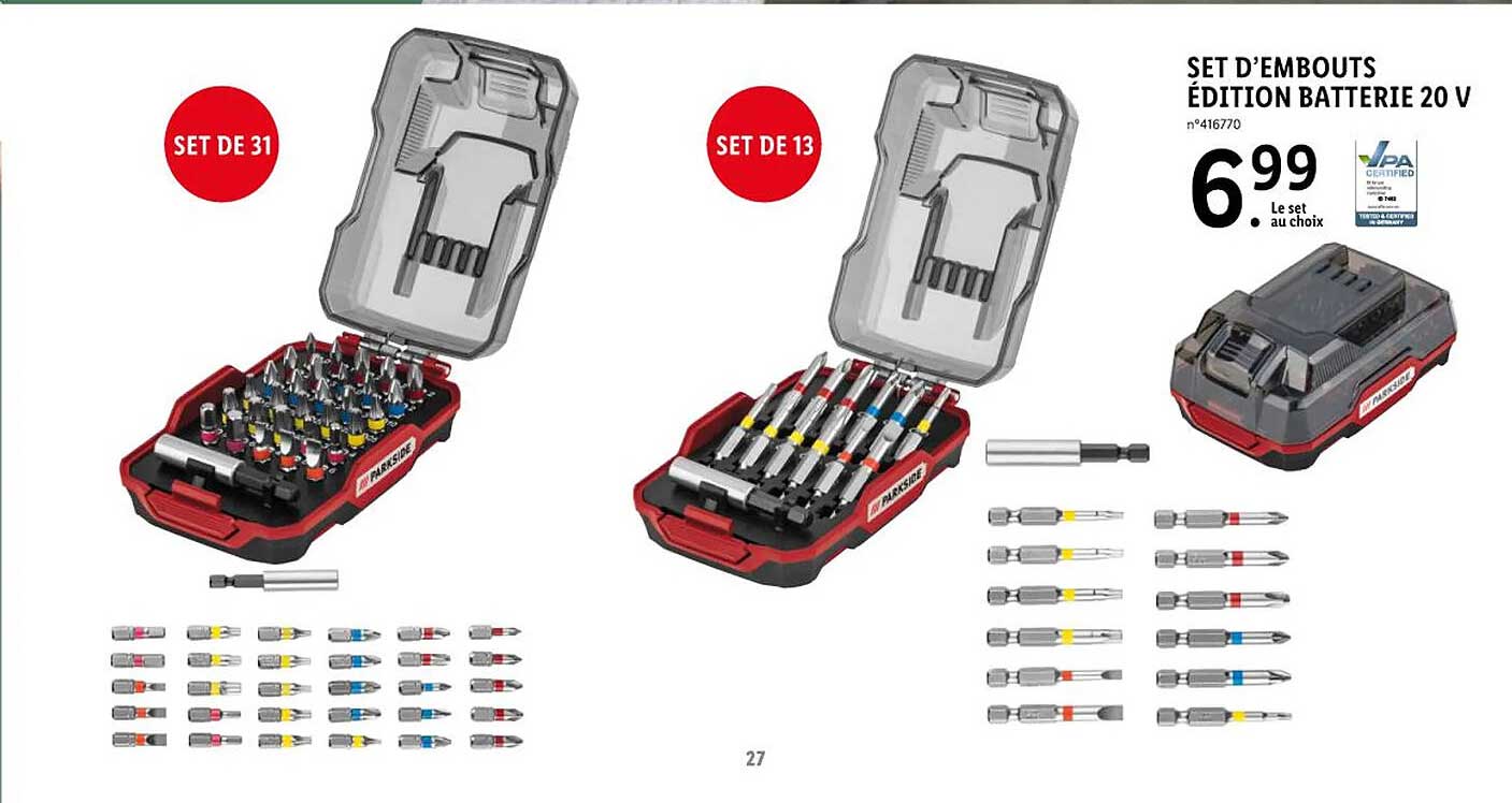 set d'embouts édition batterie 20 v