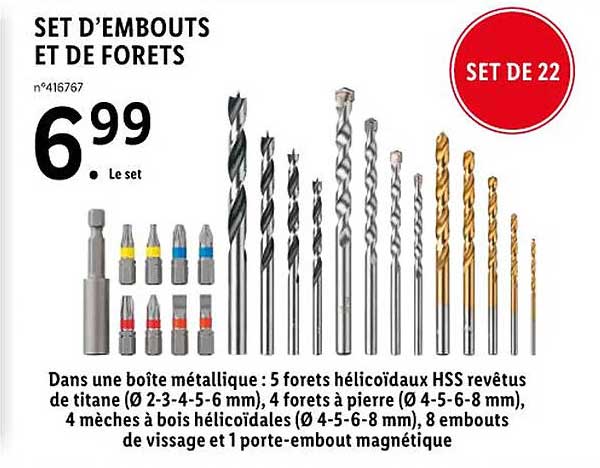 set d'embouts et de forets