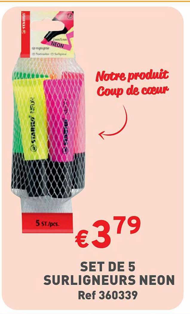 Set De 5 Surligneurs Néon