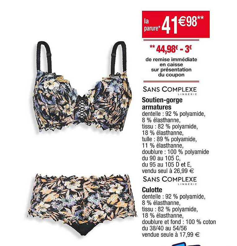 soutien-gorge armatures, culotte sans complexe
