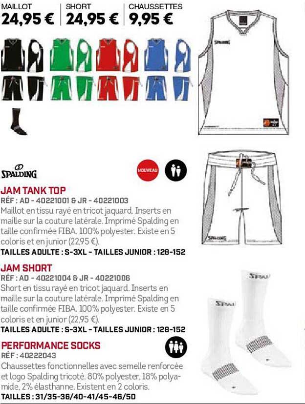 spalding jam tank top, jam short, performance socks