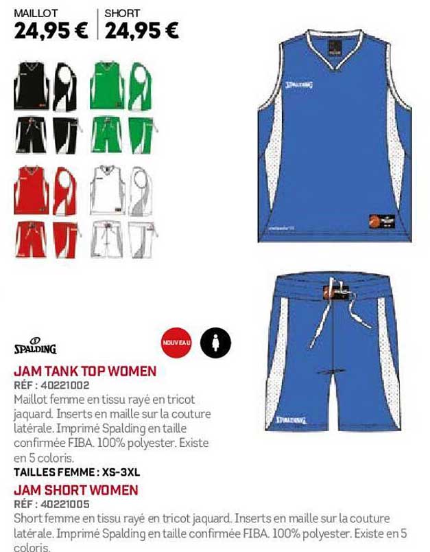 spalding jam tank top women, jam short women