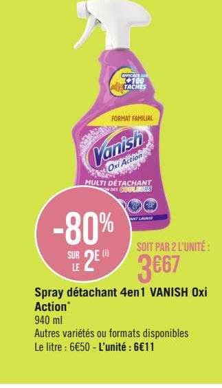 spray détachant 4 en 1 vanish oxi action