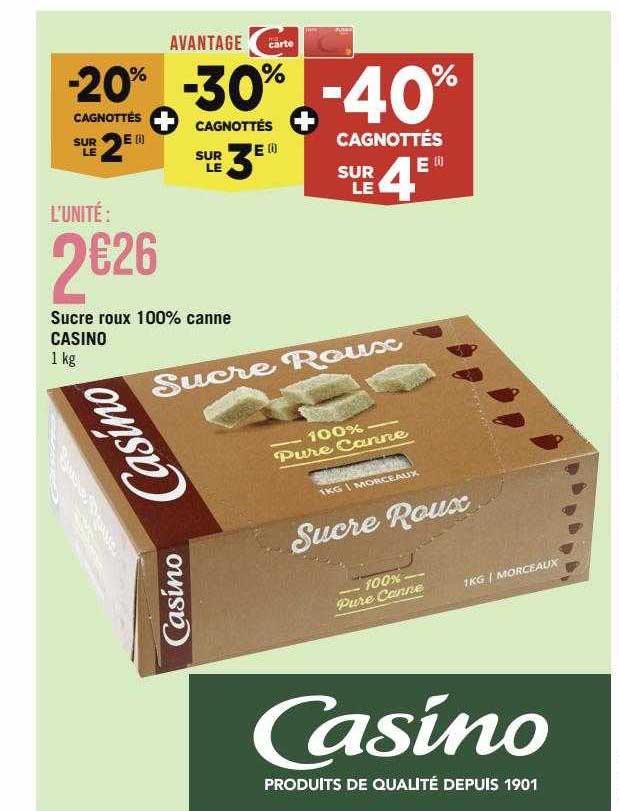 sucre roux 100% canne casino