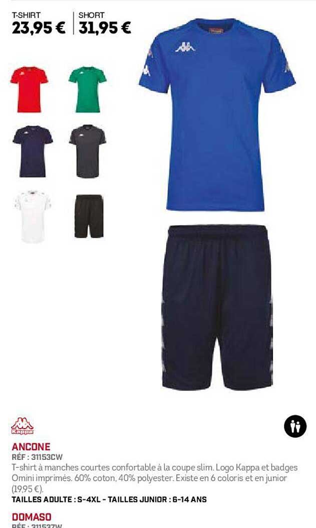 t-shirt ancone, short domaso kappa