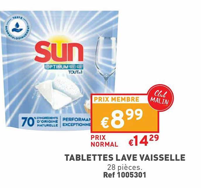 tablettes lave vaisselle sun