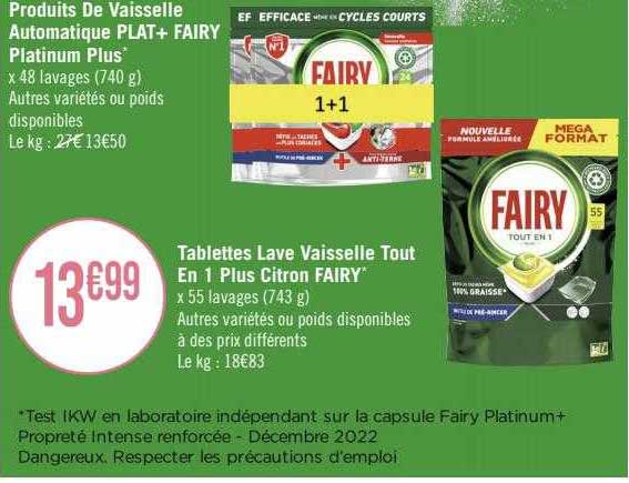 tablettes lave vaisselle tout en 1 plus citron fairy