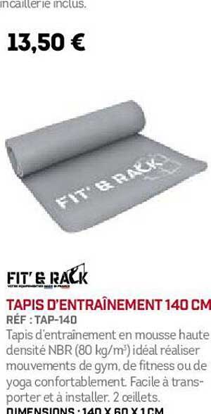 tapis d'entraînement 140 cm fit' & rack